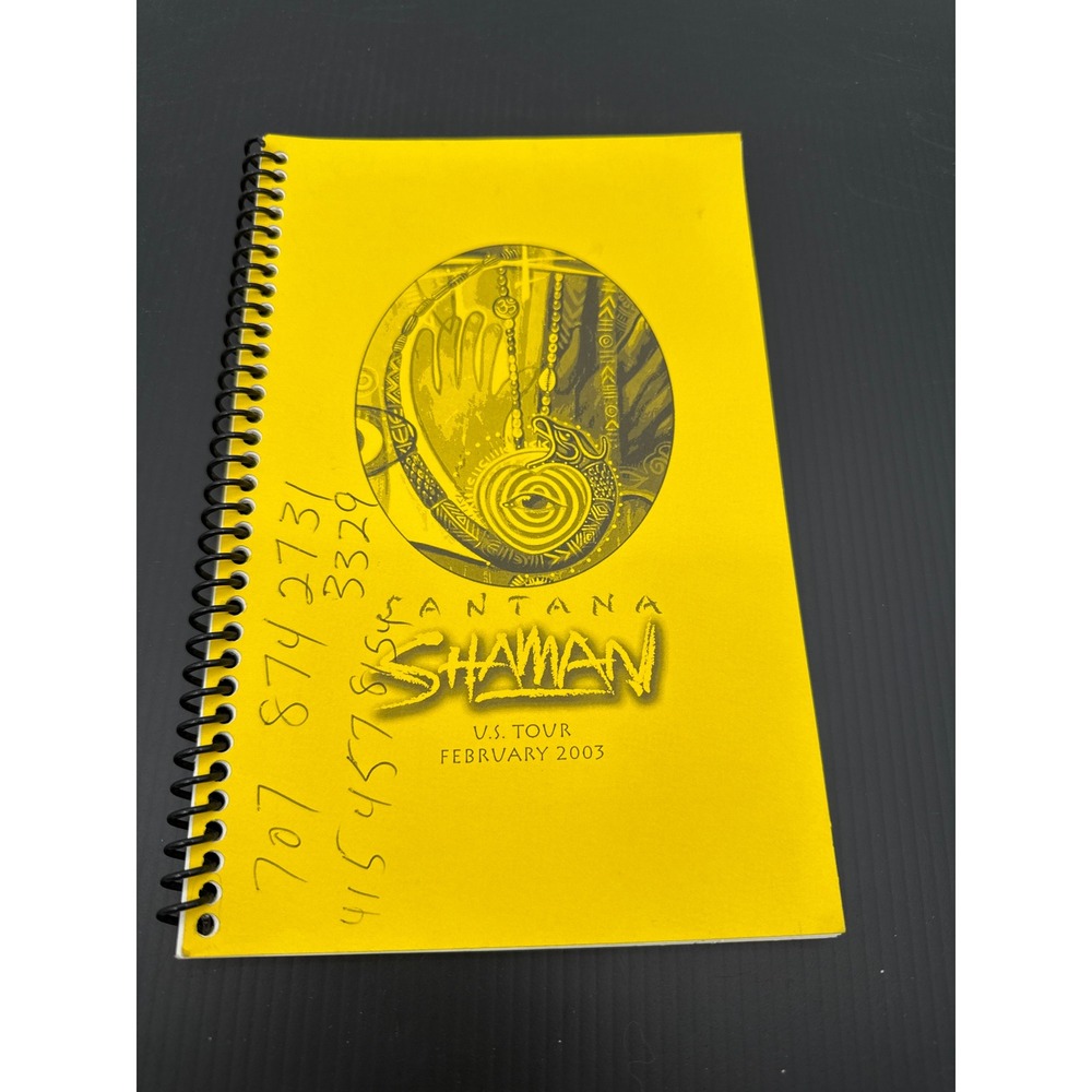 Santana Shaman US Tour February 2003 Band Crew Itinerary Book Yellow Spiral